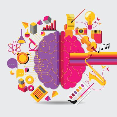 Brain Left Analytical and Right Creative Hemispheres Concept