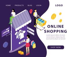 Online Shopping Isometric Artwork Concept vector