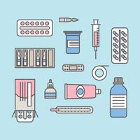 Outlined Healthcare Elements vector