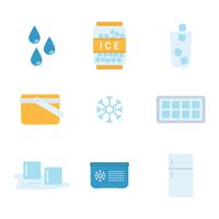 Iconos planos relacionados con el hielo vector