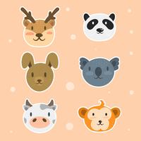  Animal Face Sticker  vector