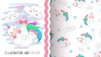 Cute love unicorn - seamless pattern.