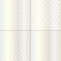 metallic silver and white Moroccan patterns vector