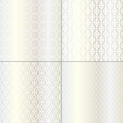 metallic silver and white Moroccan patterns