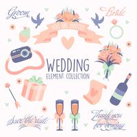Hand drawn doodle Love Wedding Element Icon Set vector