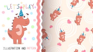 Happy Birthday dinosaur - seamless pattern