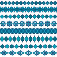 blue moroccan border patterns vector