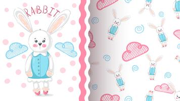 Little princess rabbit - seamless pattern vector