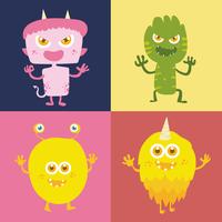 Set of Cute monster cartoon character 003 vector