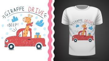 Cute giraffe - idea for print t-shirt vector