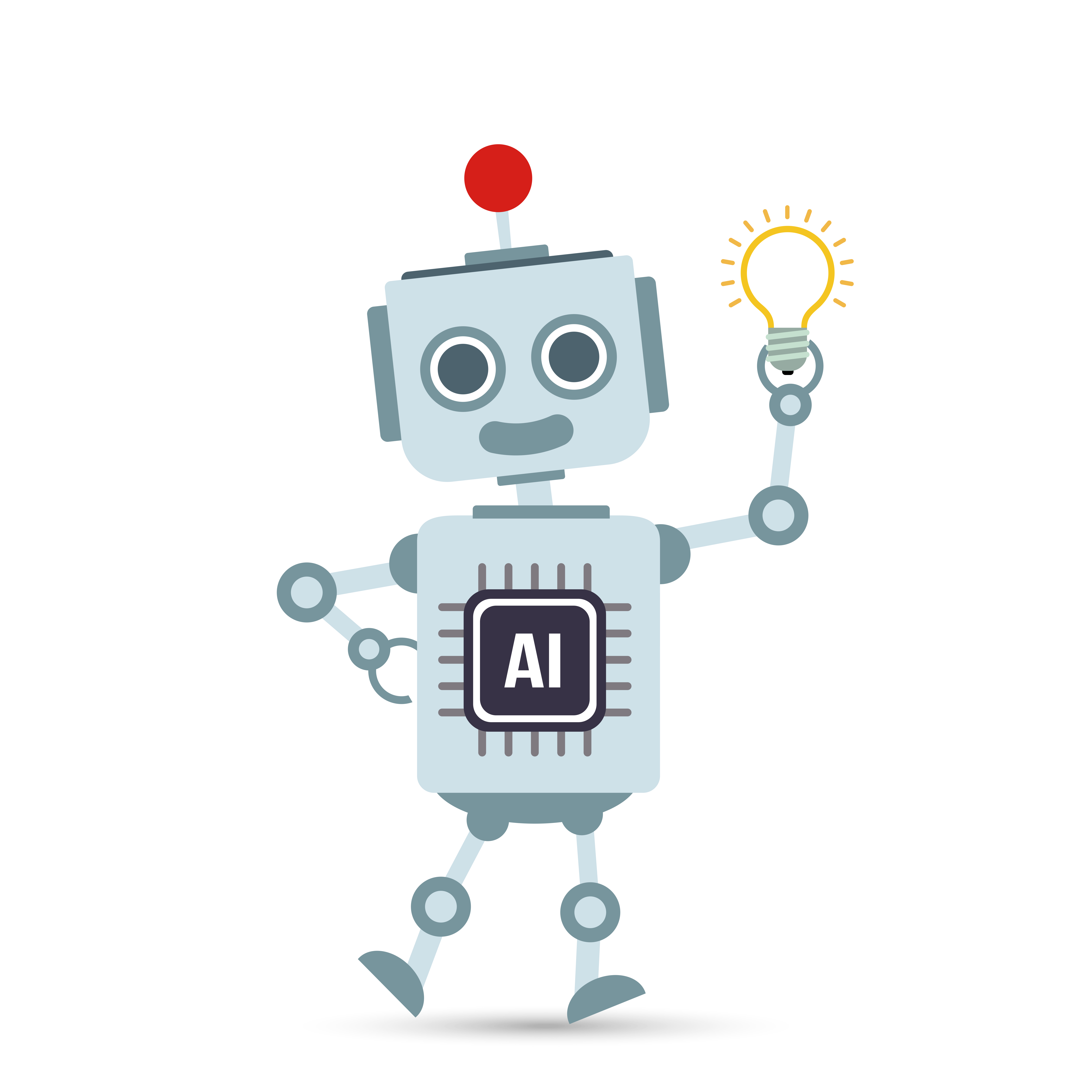 Ai Artificial Intelligence Technology Robot Cartoon Holding Bulb Lamp Download Free Vectors Clipart Graphics Vector Art