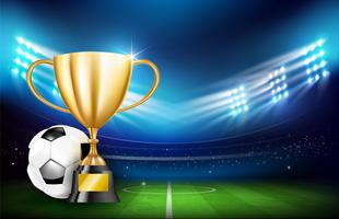Golden trophy cups and Soccer ball 001 vector