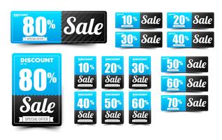 Sale text on blue tag banner set 007 vector