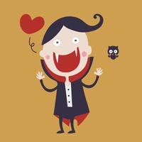 Cute dracula cartoon character wearing black and red cape 001 vector