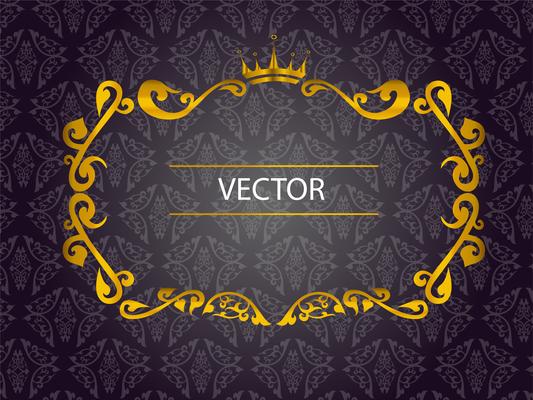 gold frame on dark vintage background