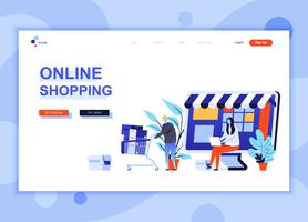 Modern flat web page design template concept of Online Shopping decorated people character for website and mobile website development. Flat landing page template. Vector illustration.
