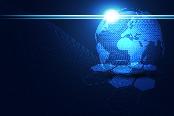 abstract technology concept world hi tech future dark blue hexagon background 