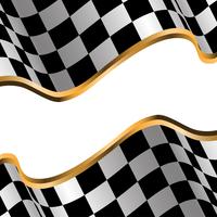 Checkered flag gold line and white blank space design race sport background vector illustration.