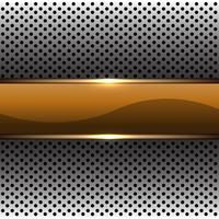 Abstract gold banner on silver circle mesh pattern design modern futuristic background vector illustration.