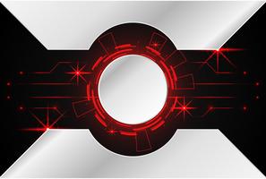abstract technology background concept circle circuit digital metal red on hi tech future design vector