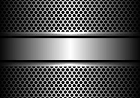Abstract silver steel banner on circle mesh design luxury modern background vector illustration.