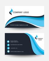 Modern business creative card template in black and blue wave design  vector