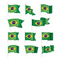 Conjunto de la colección de banderas de Brasil aislado en blanco vector