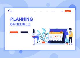 Modern flat web page design template concept of Planning Schedule decorated people character for website and mobile website development. Flat landing page template. Vector illustration.