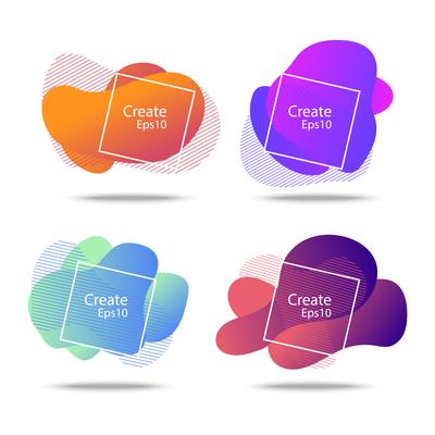 colorful fluid and wave badges background for creative design 