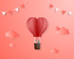 Concepto creativo del día de tarjeta del día de San Valentín de la tarjeta de la invitación del amor. Fondo del estilo del corte del papel de la ilustración del vector. vector