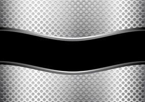 Abstract black curve banner on silver line and circle mesh design luxury modern background vector illustration.