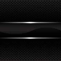 Black silver line banner on black circle mesh pattern vector illustration.