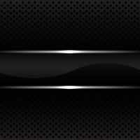 Black silver line banner on black circle mesh pattern vector illustration.