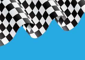 Checkered flag flying on blue design race champion background vector illustration.