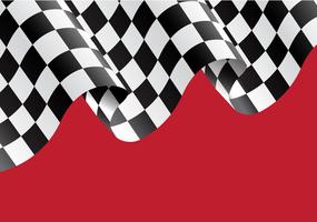 Checkered flag flying on red design race champion background vector illustration.