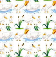 Seamless background with duck in the pond vector