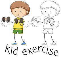 Doodle boy exercise character vector