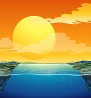 Nature scene with sunset  vector