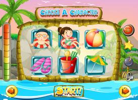 Slot game template with children characters vector