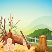 Scene with firewoods and hills vector