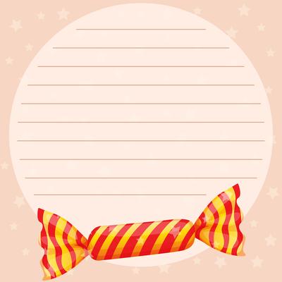 Line paper template with sweet candy