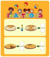 Pizza fractions math worksheet vector