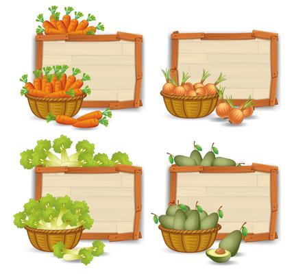 Set of organic vegetable on wooden board