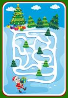 Game template with santa and christmas tree vector