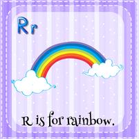 Flashcard letter R is for rainbow vector