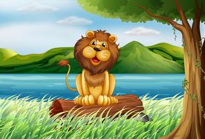 A lion at the riverbank vector