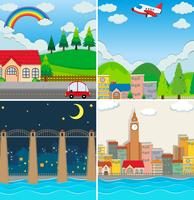 Four different scenes of city vector