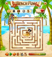 Beach fun maze game template vector