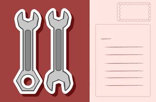 Postcard design with two wrenches vector