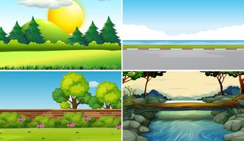 Four different scenes at daytime vector